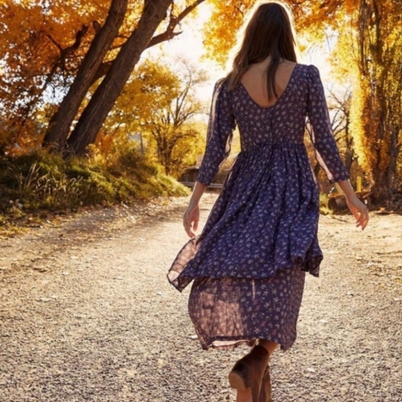 Christy Dawn Ameila Dress Deadstock Floral Purple Lilac Feminie Maxi Sustainable - Picture 3 of 12